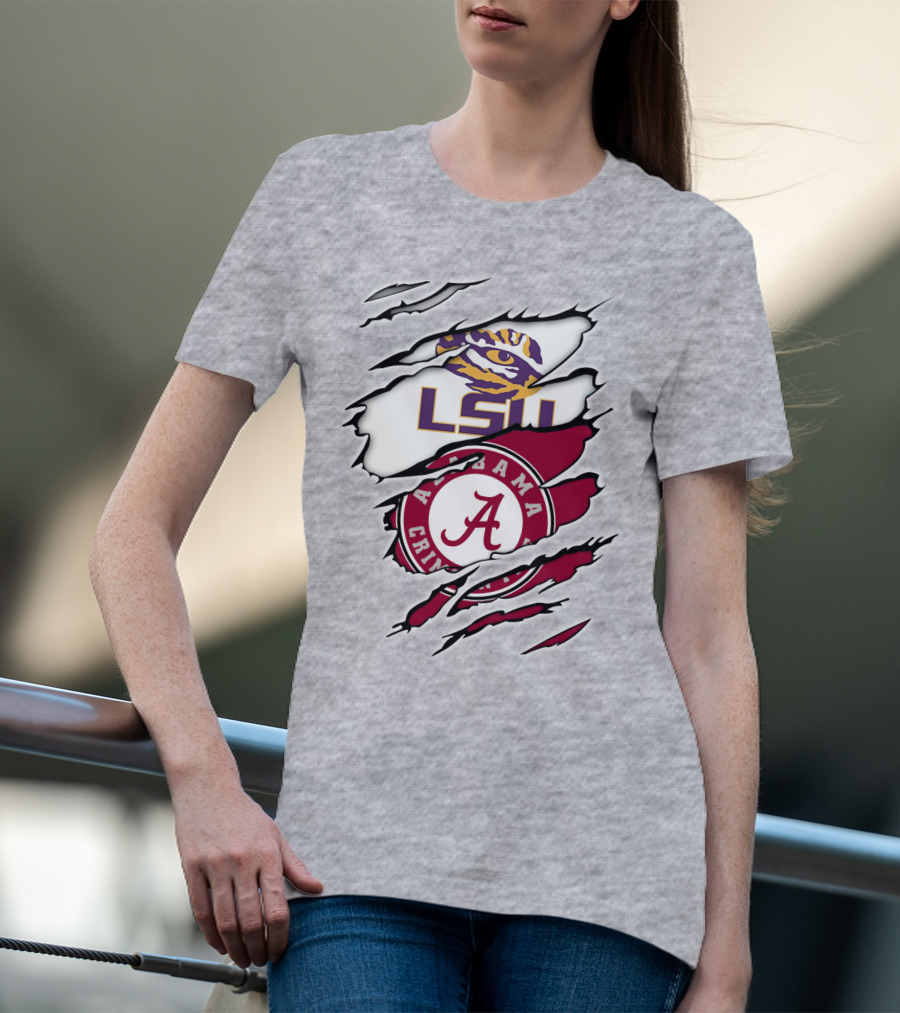 LSU Tigers Alabama Crimson Tide Rivalry Claw Marks T-Shirt