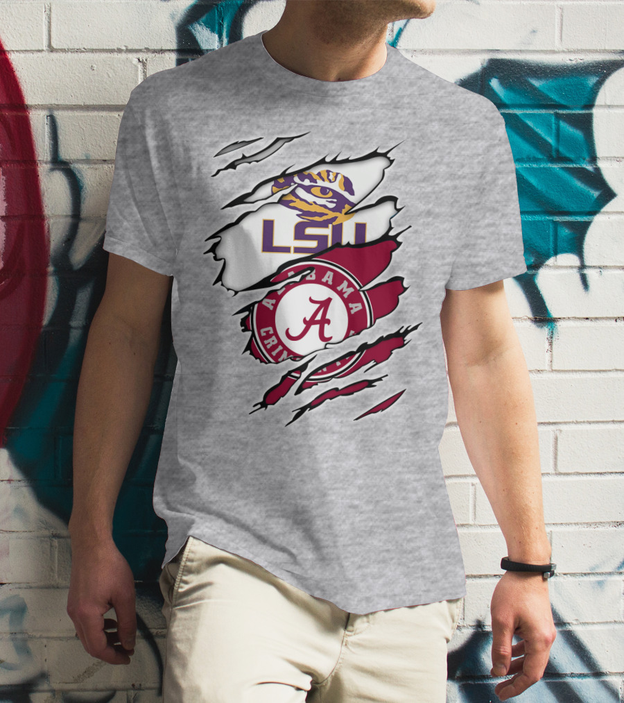 LSU Tigers Alabama Crimson Tide Rivalry Claw Marks T-Shirt