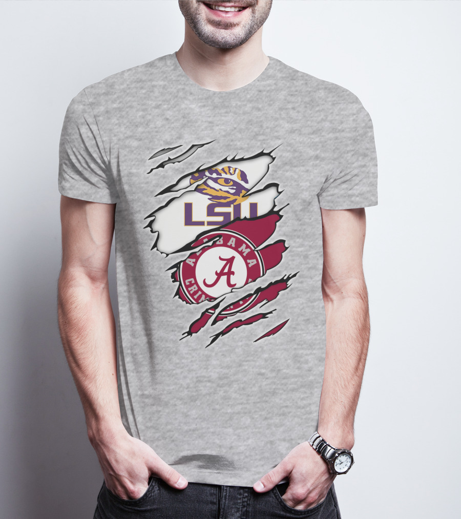 LSU Tigers Alabama Crimson Tide Rivalry Claw Marks T-Shirt