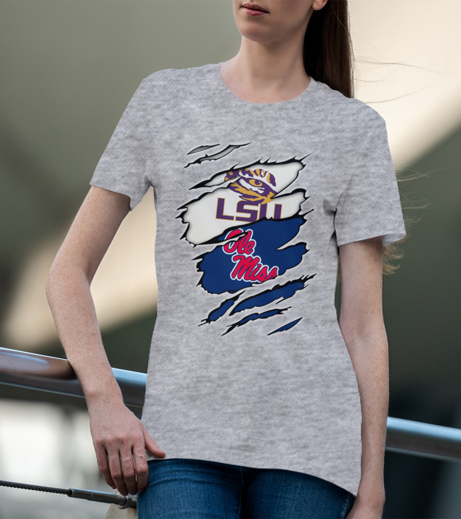 LSU Tigers Ole Miss Rebels Splattered Team T-Shirt