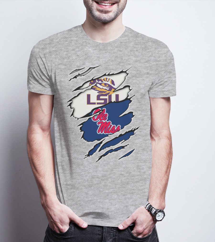 LSU Tigers Ole Miss Rebels Splattered Team T-Shirt