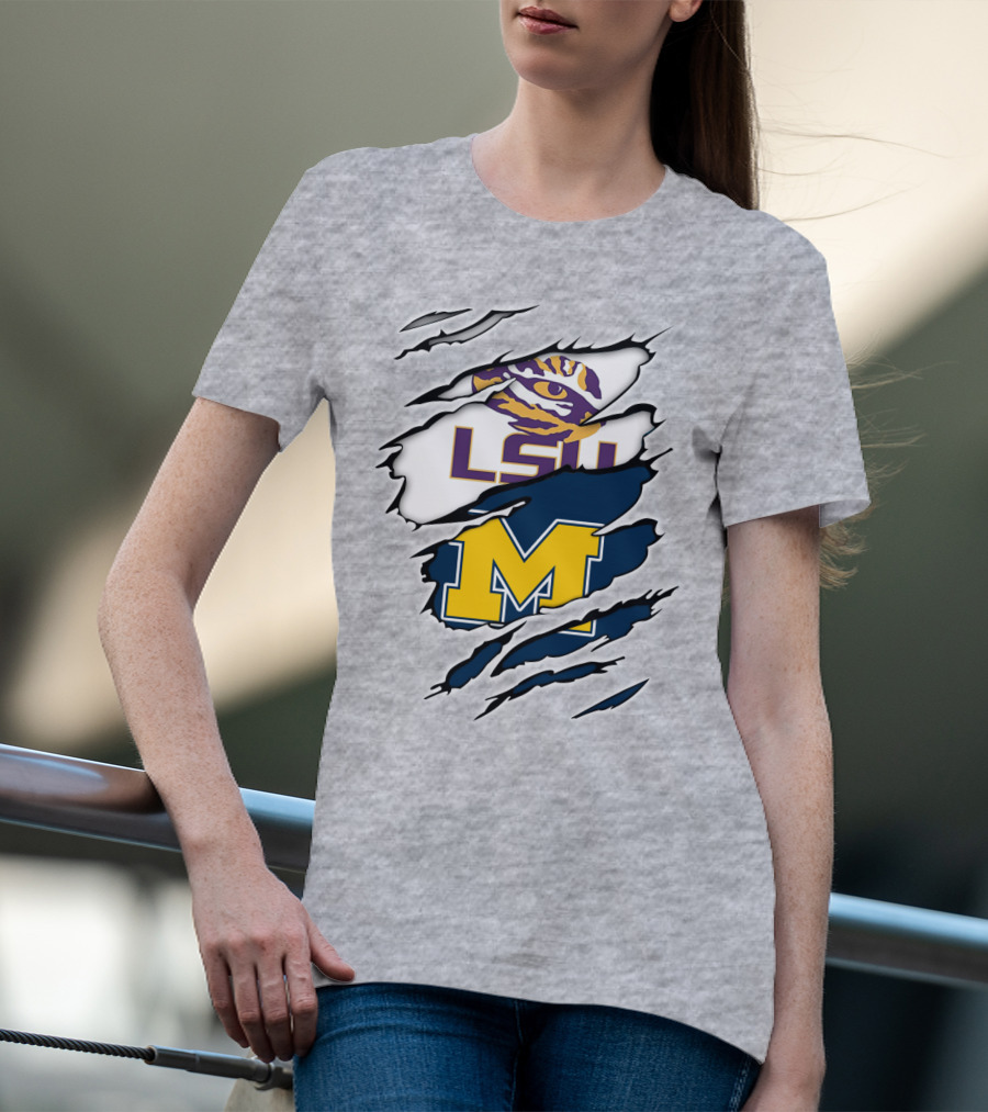 LSU Tigers Michigan Wolverines Claw Logo Mashup T-Shirt