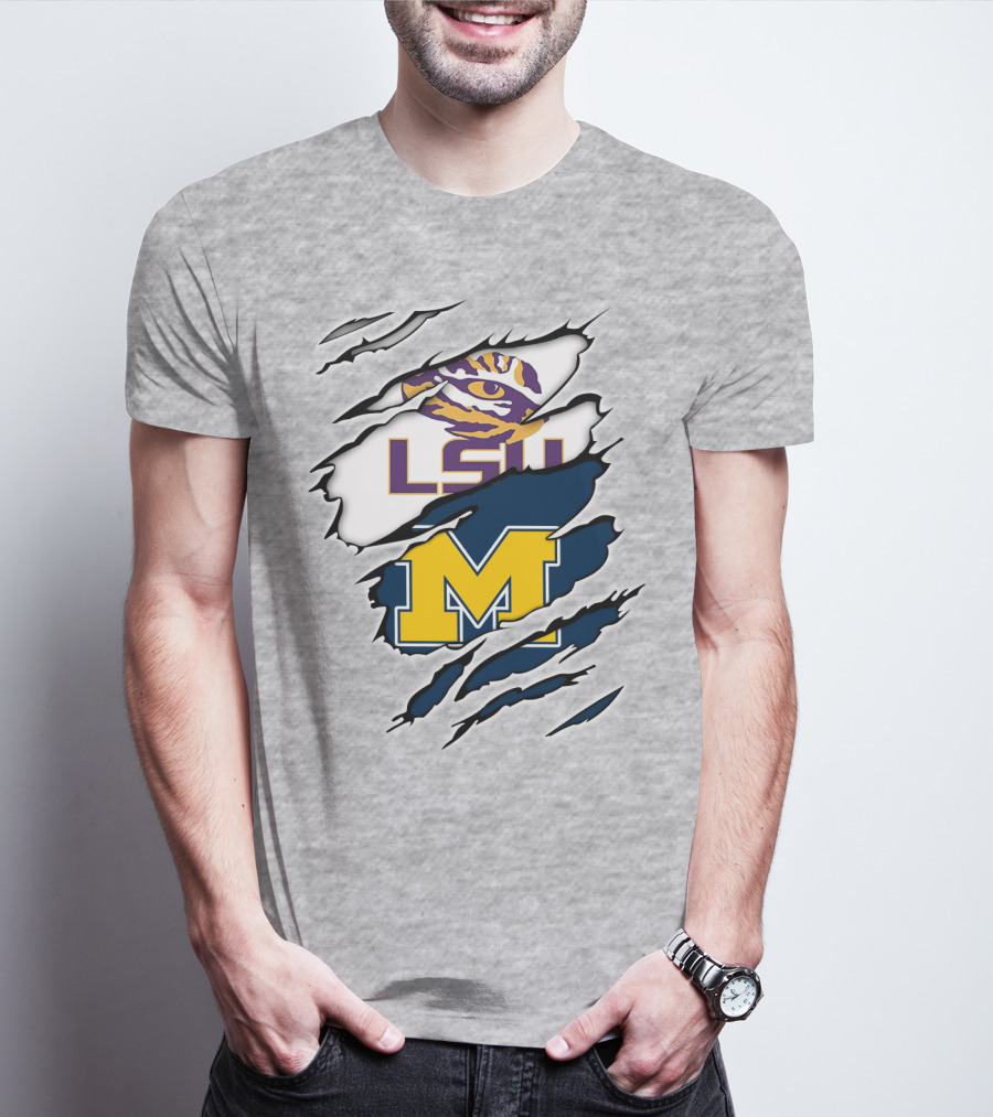 LSU Tigers Michigan Wolverines Claw Logo Mashup T-Shirt