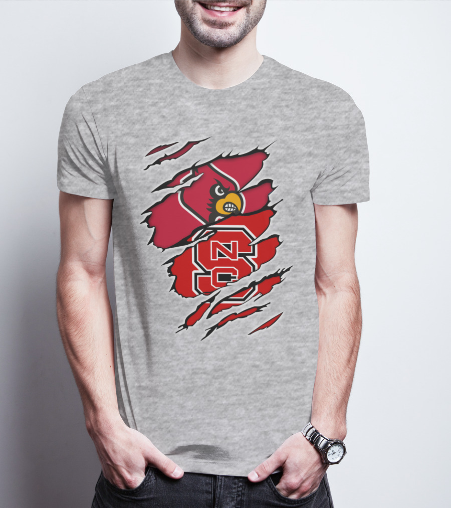 NC State Wolfpack Louisville Cardinals Torn T-Shirt