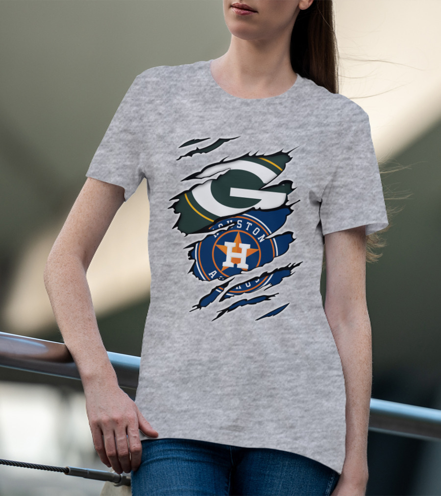 Green Bay Packers Houston Astros Claw Marks T-Shirt