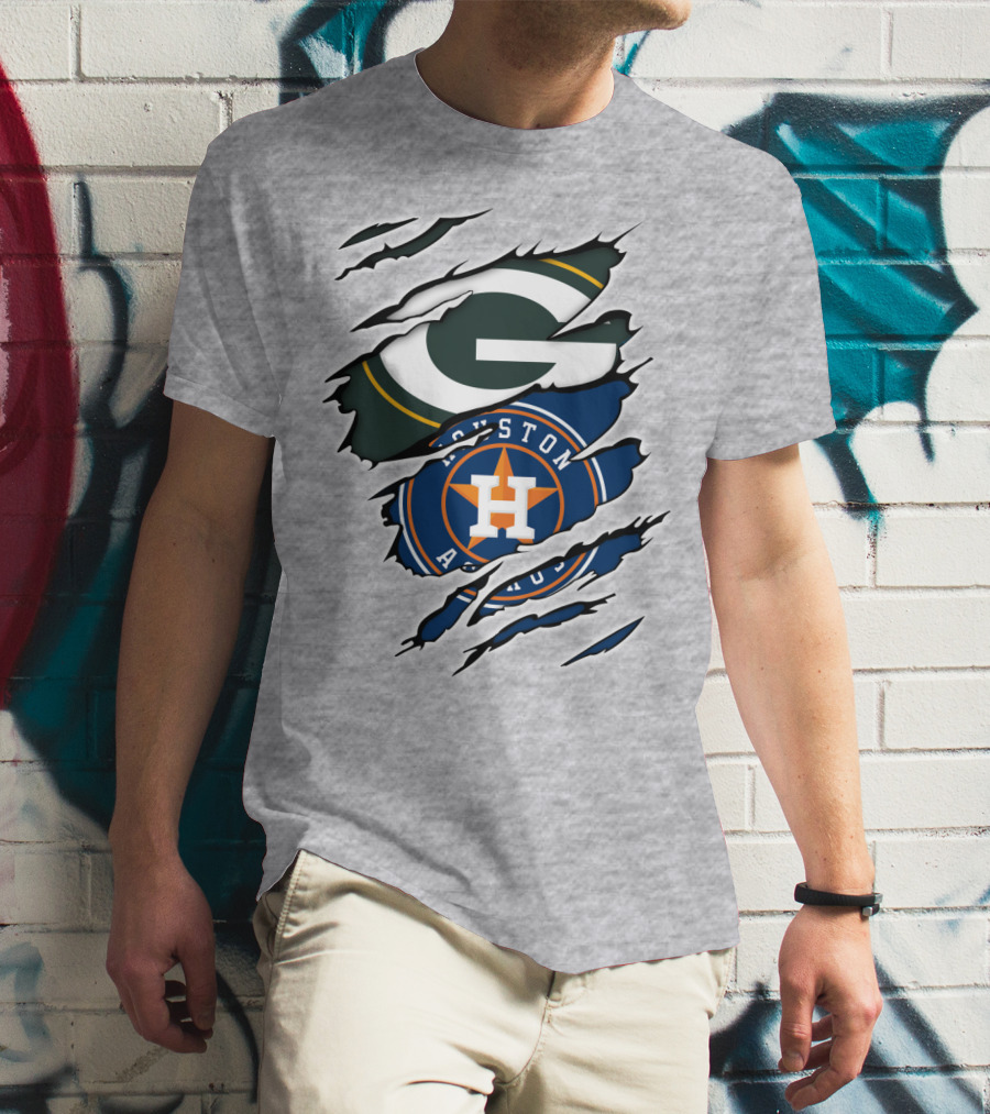 Green Bay Packers Houston Astros Claw Marks T-Shirt