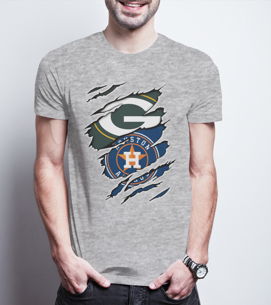 Green Bay Packers Houston Astros Claw Marks T-Shirt