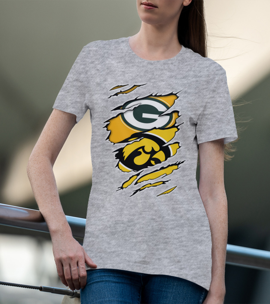 Packers Hawkeyes Logo Crossover Claw Marks T-Shirt
