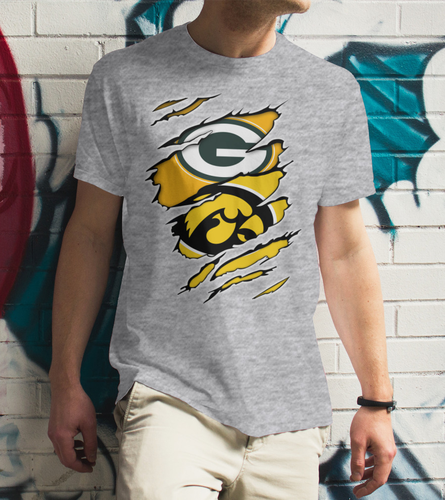 Packers Hawkeyes Logo Crossover Claw Marks T-Shirt