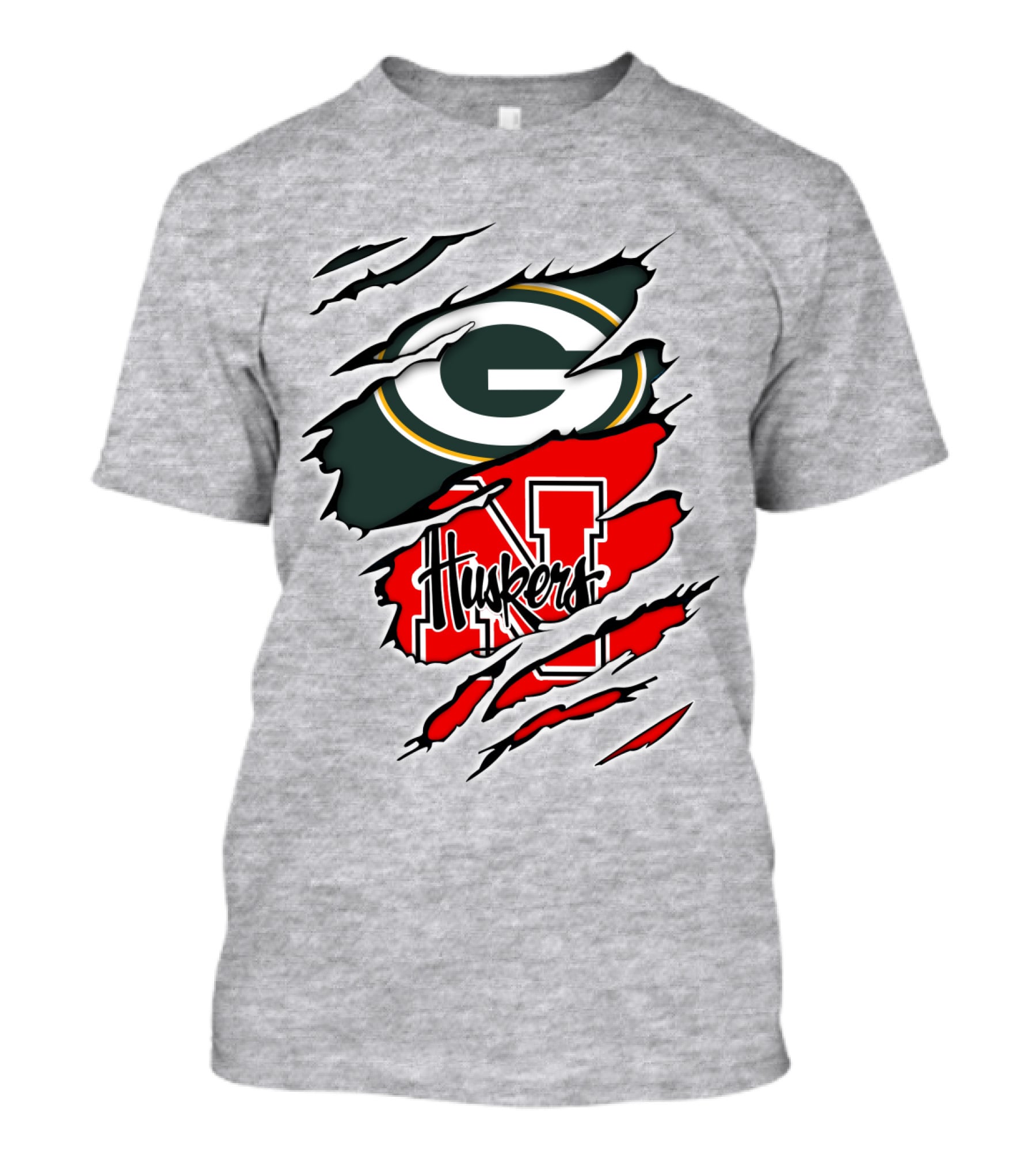 Packers Huskers G Green Bay Logo Nebraska N Huskers Combination T-Shirt
