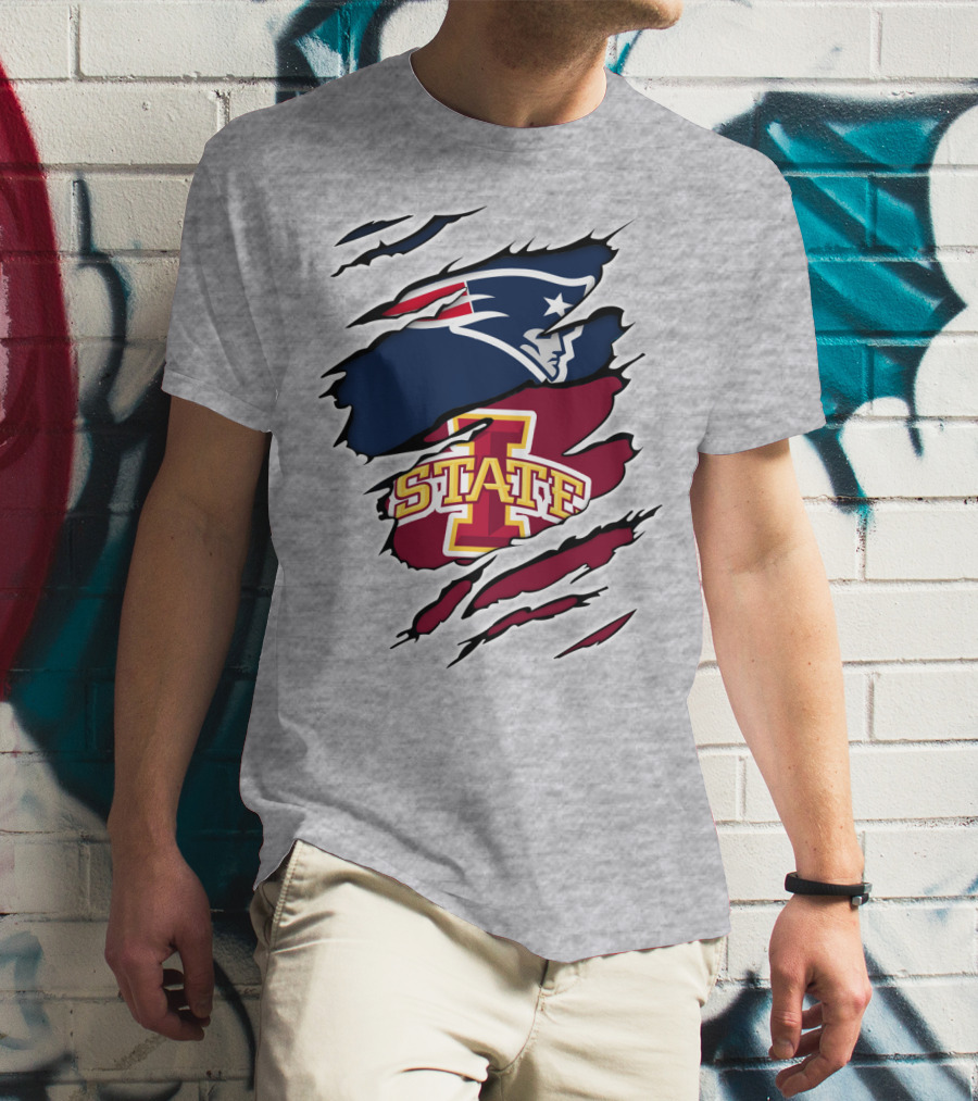 Patriots Logo Claw Marks With Iowa State Cyclones T-Shirt