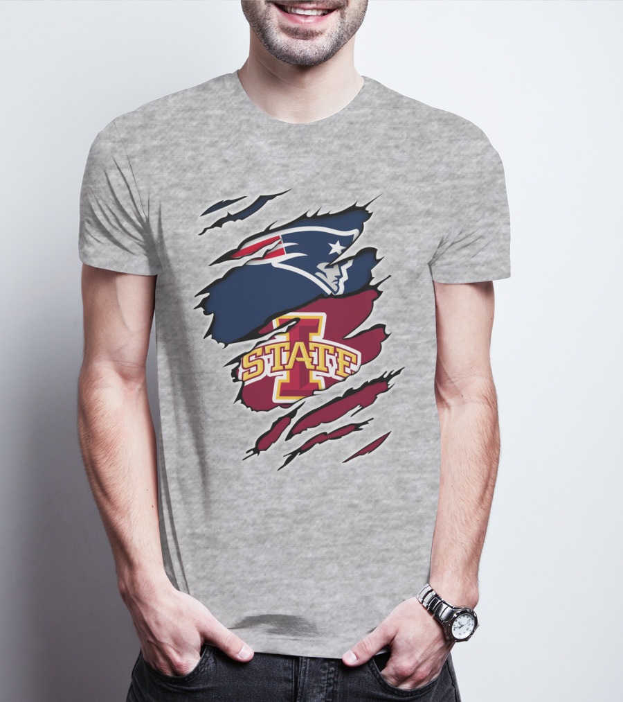Patriots Logo Claw Marks With Iowa State Cyclones T-Shirt