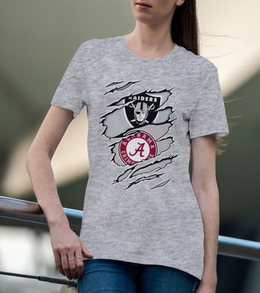 Raiders Alabama Crimson Tide Logo Mashup T-Shirt