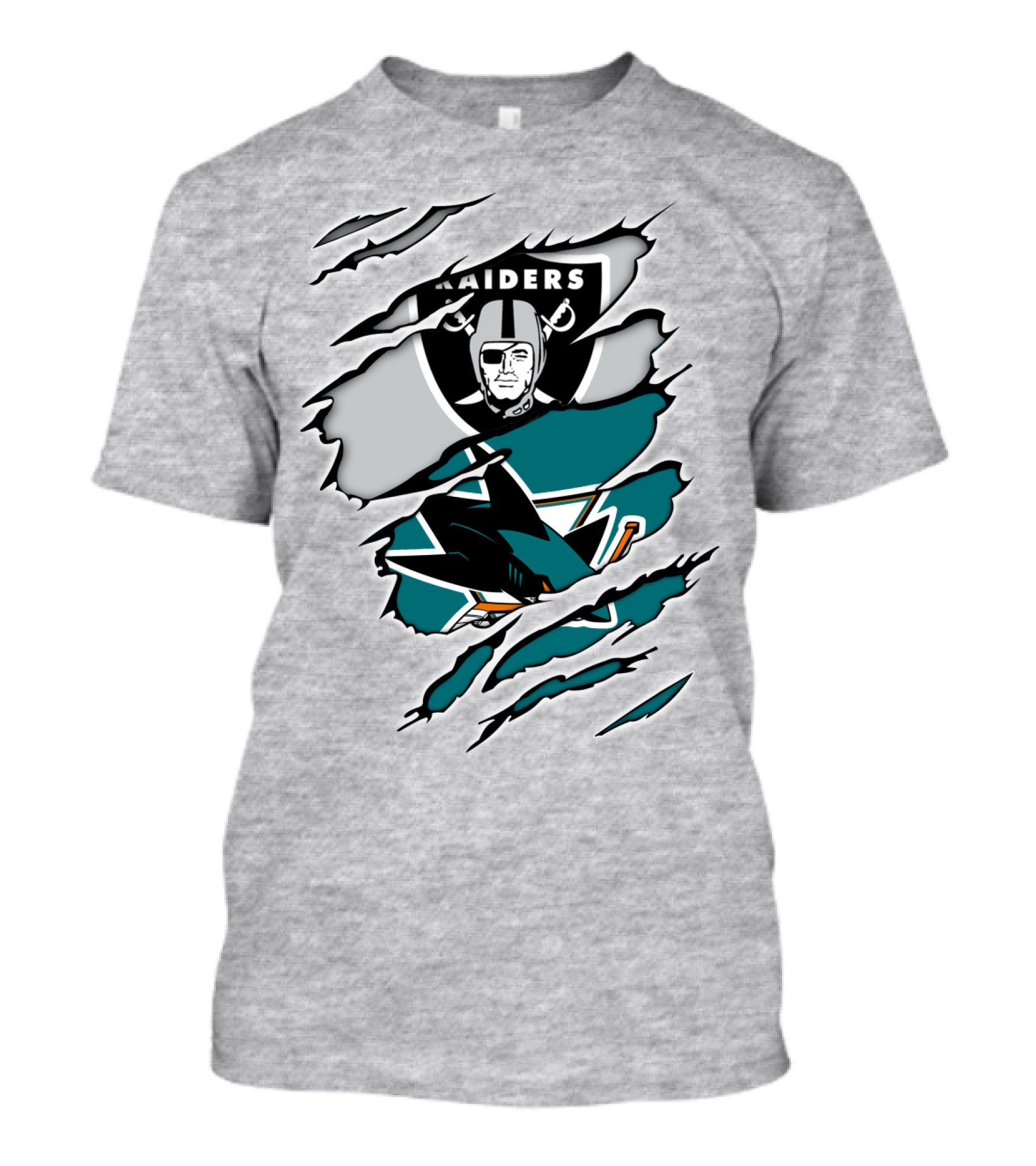 Raiders Sharks Logo Ripped T-Shirt