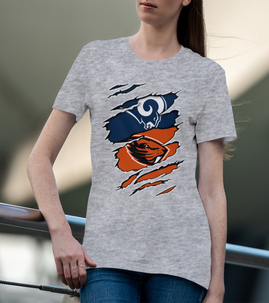 Ram Beavers NFL Meets College Mascot Fusion T-Shirt