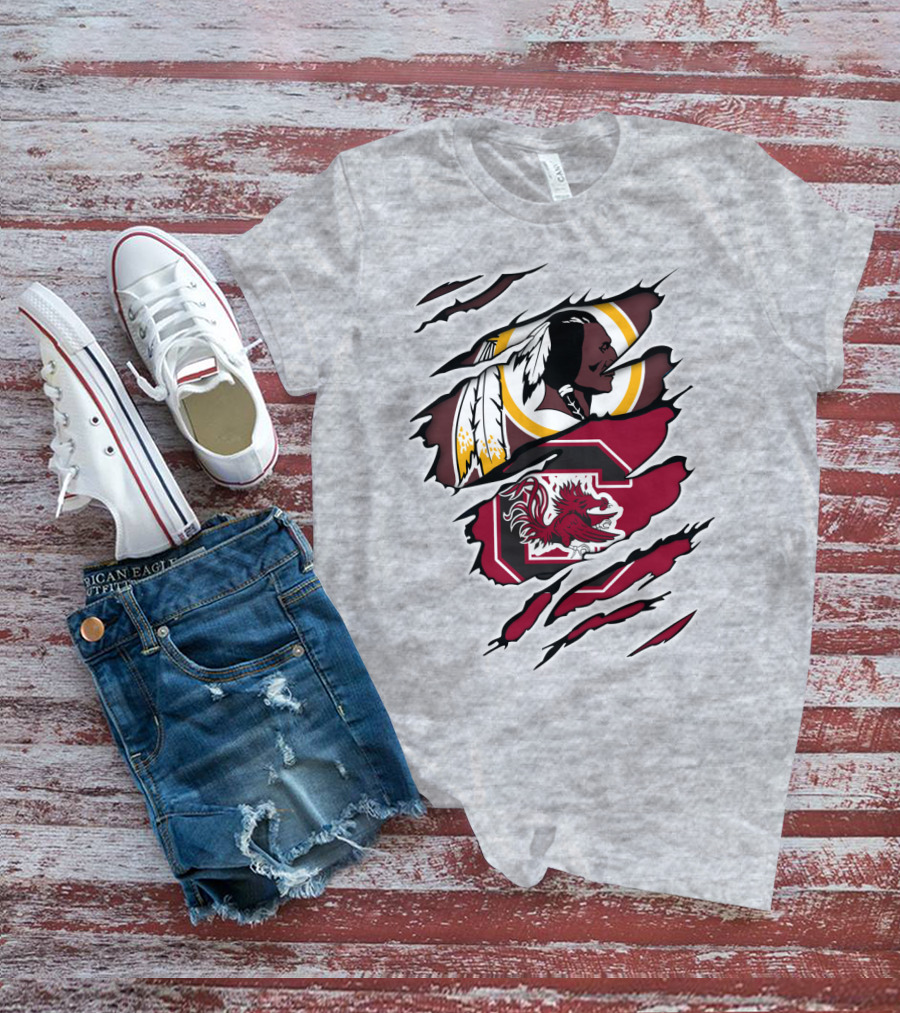 Redskins Gamecocks Logo Mashup T-Shirt
