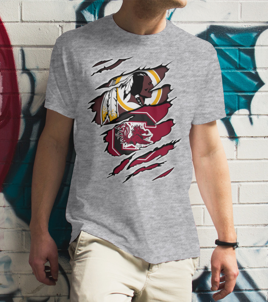 Redskins Gamecocks Logo Mashup T-Shirt