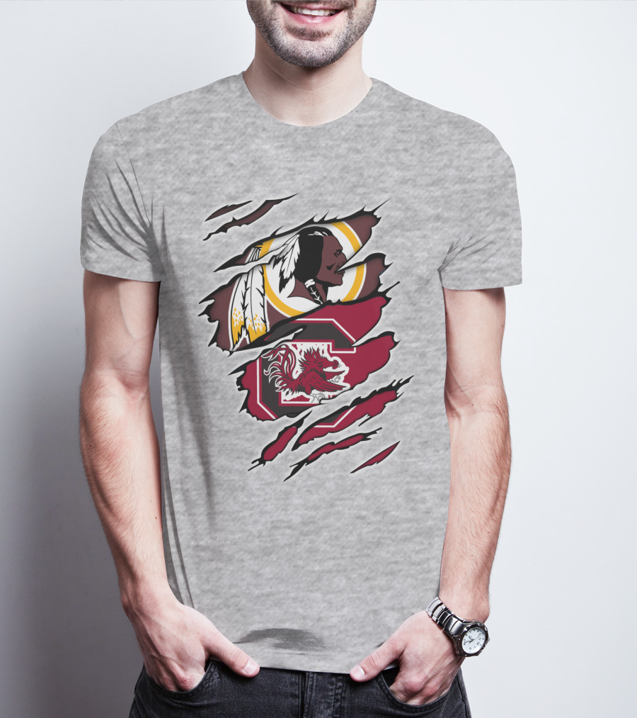 Redskins Gamecocks Logo Mashup T-Shirt