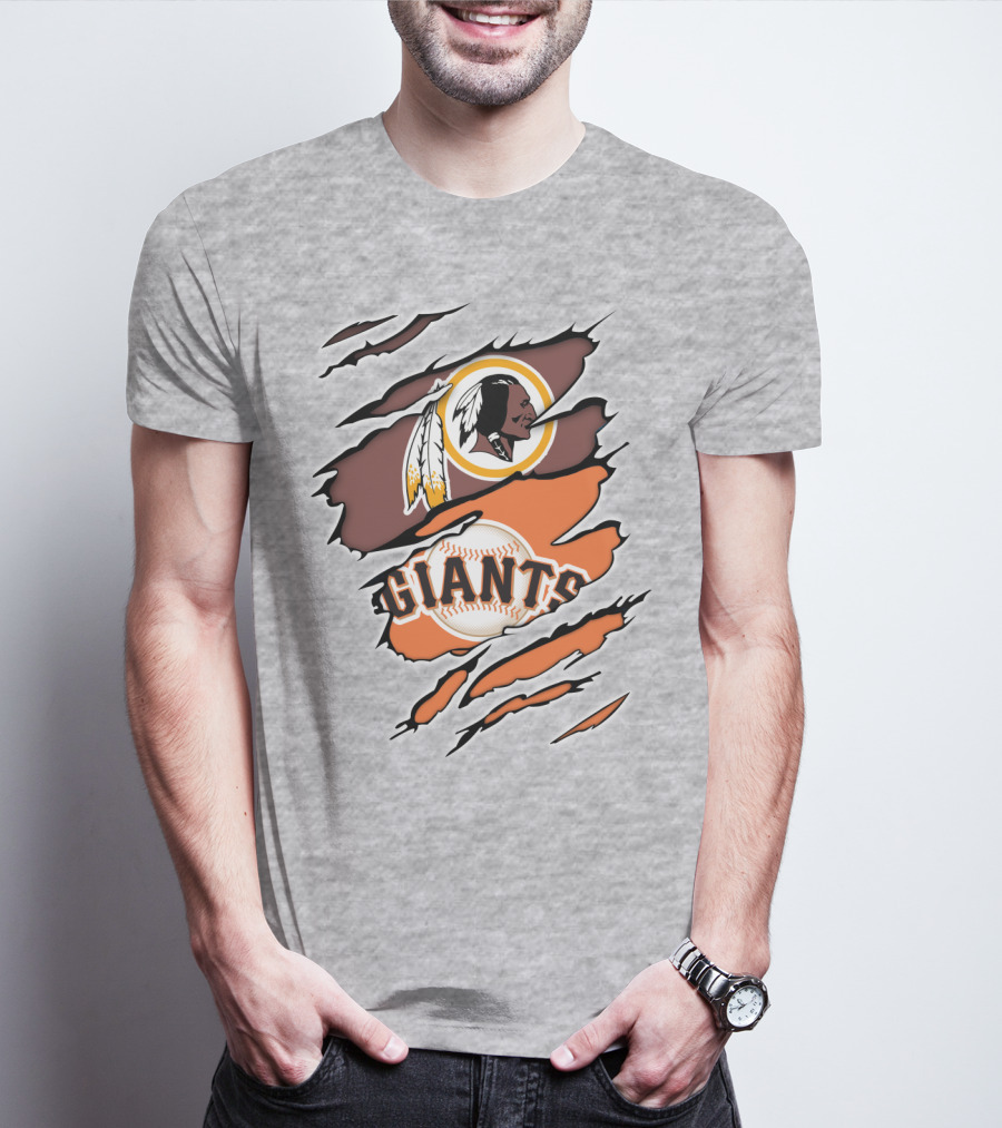 Redskins Giants Logo Mashup Baseball And Football Fan Clash T-Shirt
