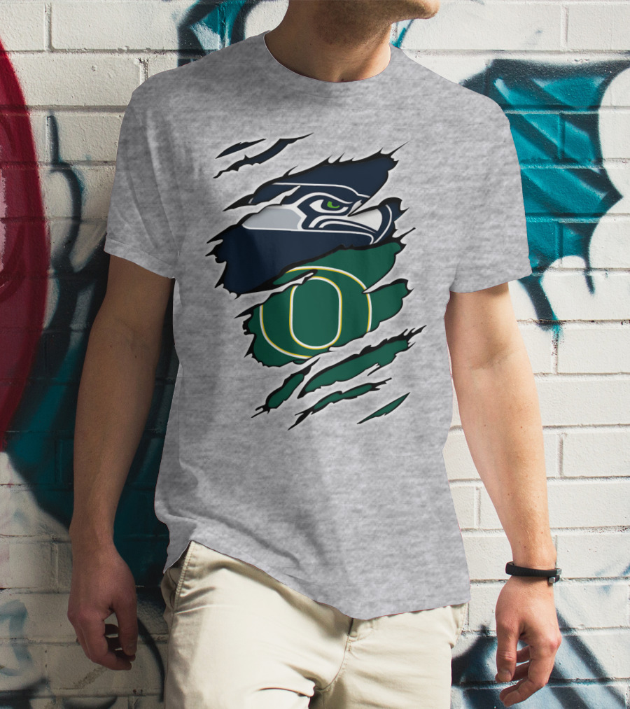 Seahawks Ducks Logo Fusion Featuring Claw Marks T-Shirt