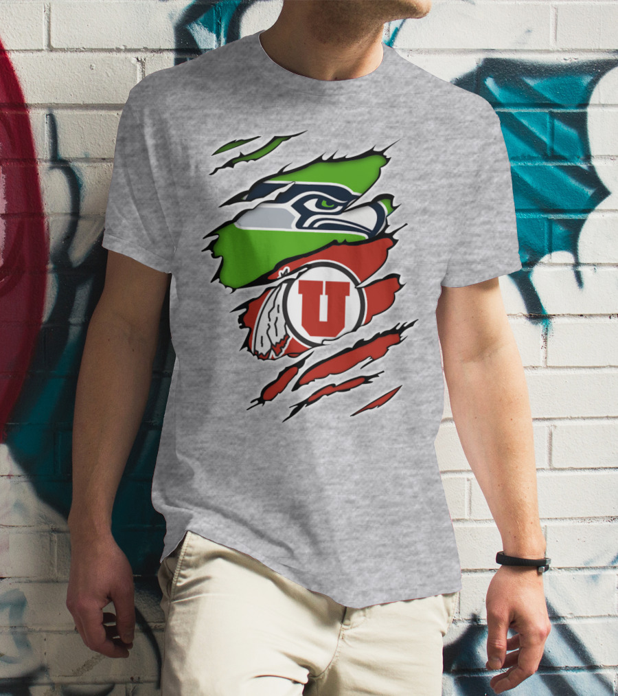 Seahawks Utes Claw Slash Emblem Blend T-Shirt