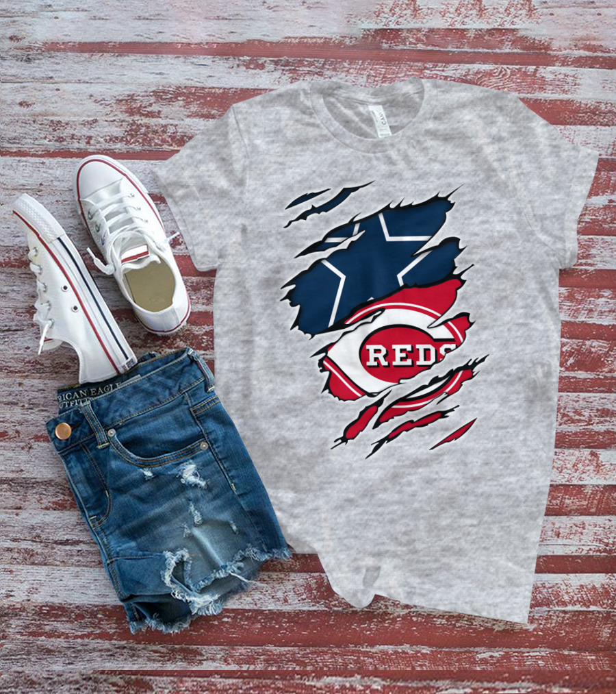 Cowboys Star Reds Logo Ripped T-Shirt