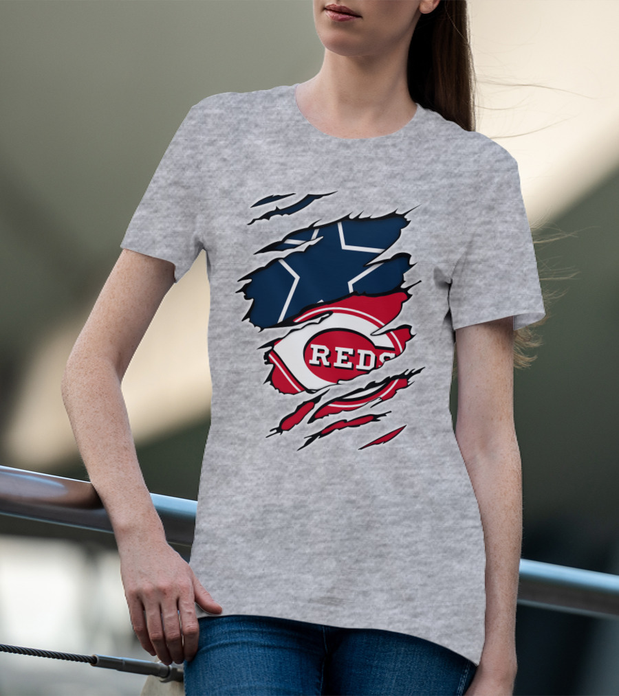 Cowboys Star Reds Logo Ripped T-Shirt