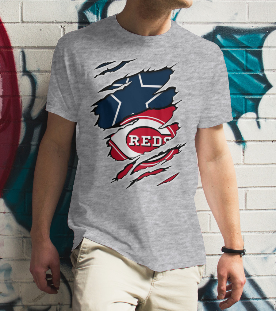 Cowboys Star Reds Logo Ripped T-Shirt