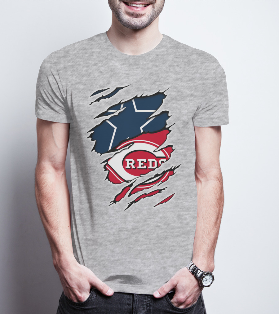 Cowboys Star Reds Logo Ripped T-Shirt