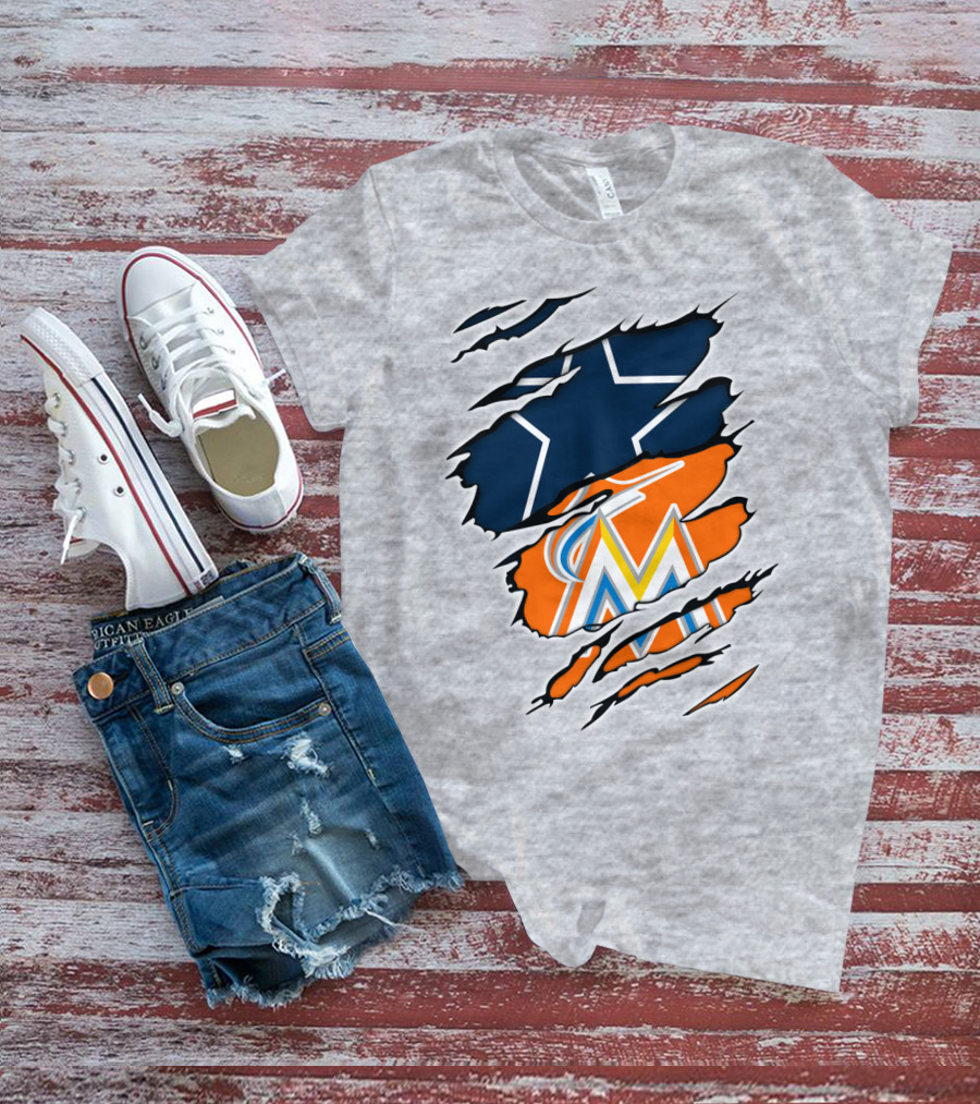 Cowboys Marlins Logo Tear T-Shirt