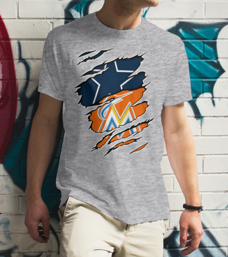 Cowboys Marlins Logo Tear T-Shirt