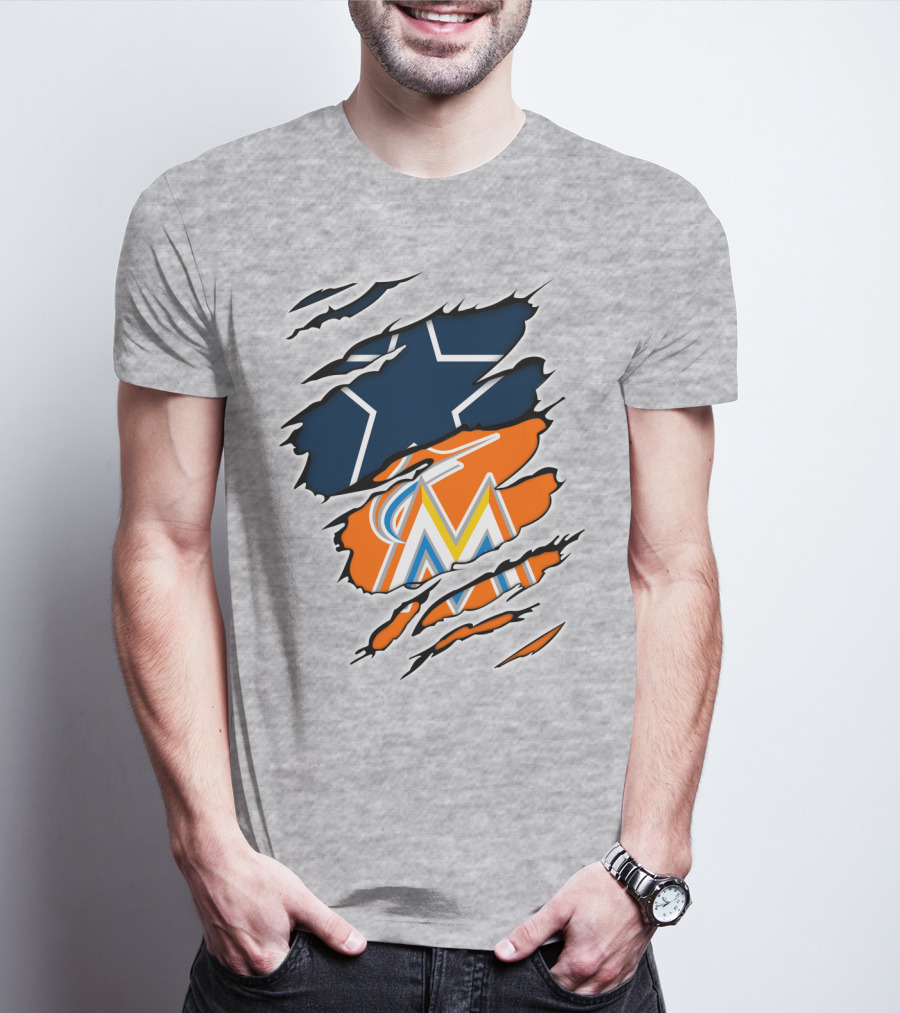 Cowboys Marlins Logo Tear T-Shirt