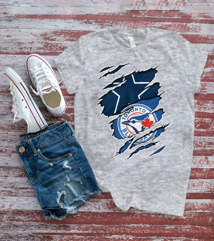 Toronto Blue Jays Dallas Cowboys Ripped T-Shirt