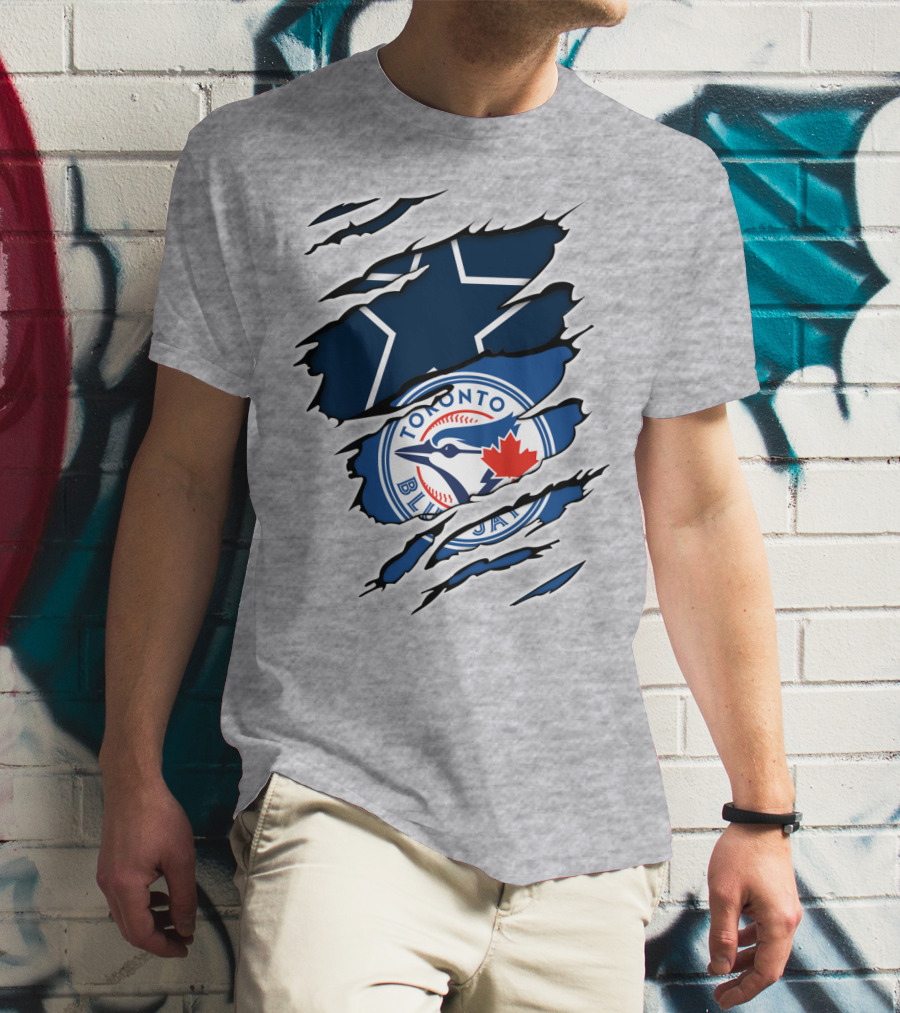 Toronto Blue Jays Dallas Cowboys Ripped T-Shirt