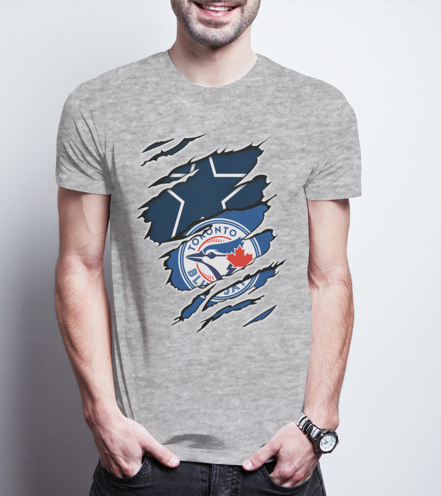 Toronto Blue Jays Dallas Cowboys Ripped T-Shirt
