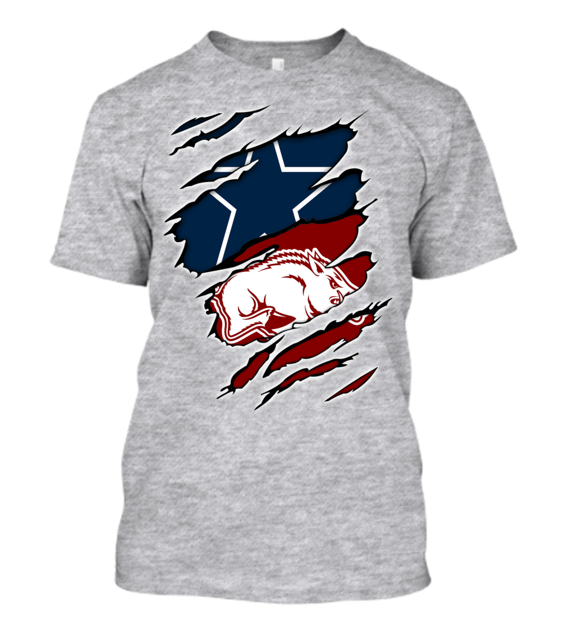 Cowboys Razorbacks Logo Fusion With Star And Hog T-Shirt