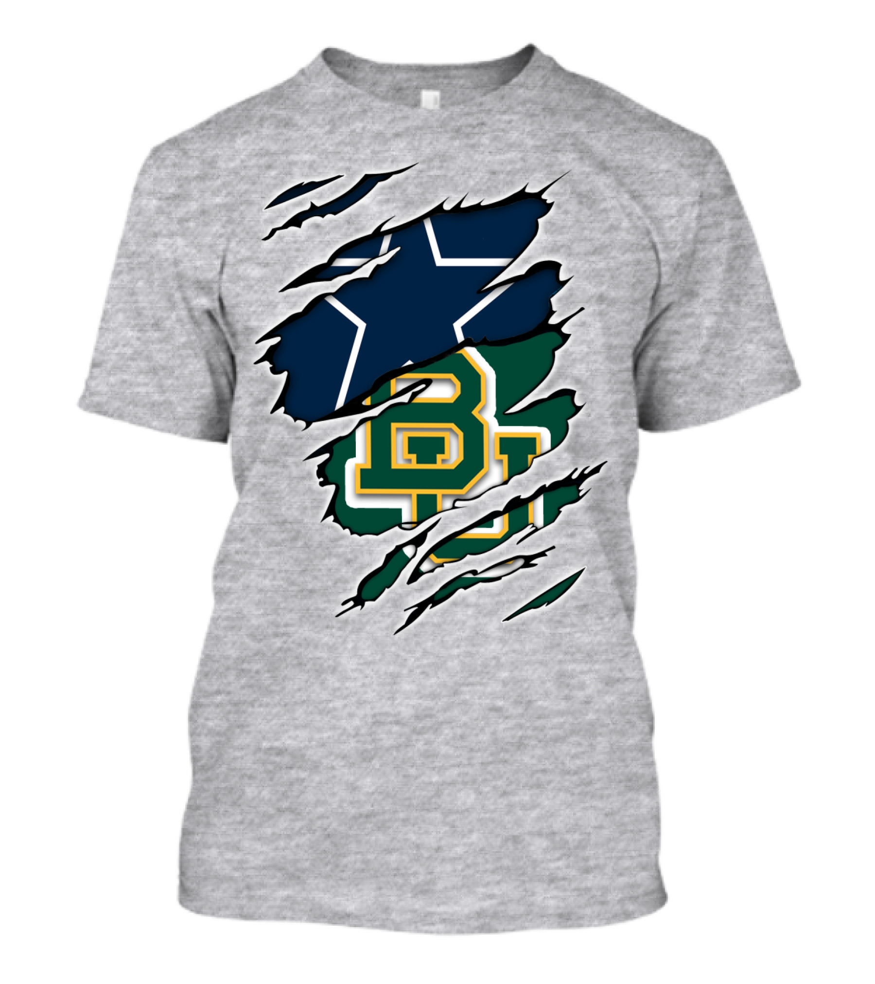 Baylor Cowboys Star Rip Claw Marks T-Shirt