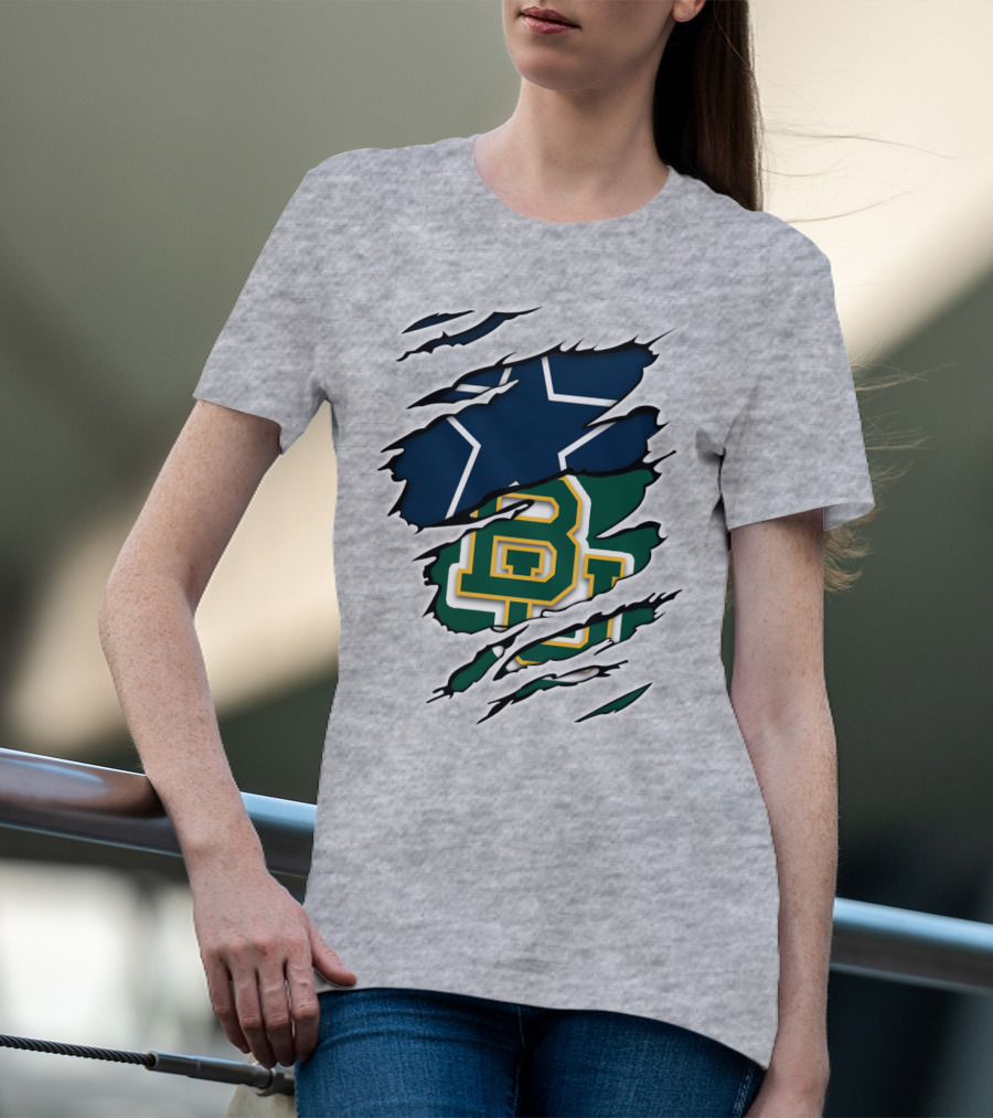 Baylor Cowboys Star Rip Claw Marks T-Shirt