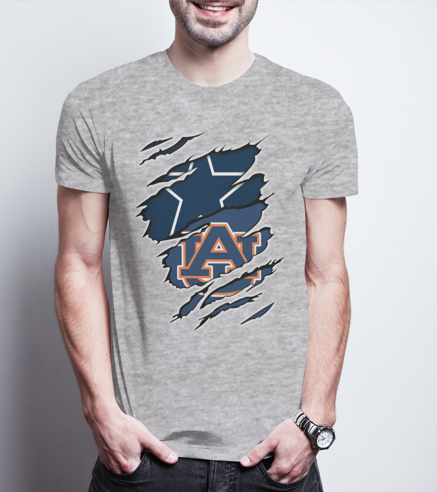 Cowboys Star Auburn Tigers Logo Claw Marks T-Shirt