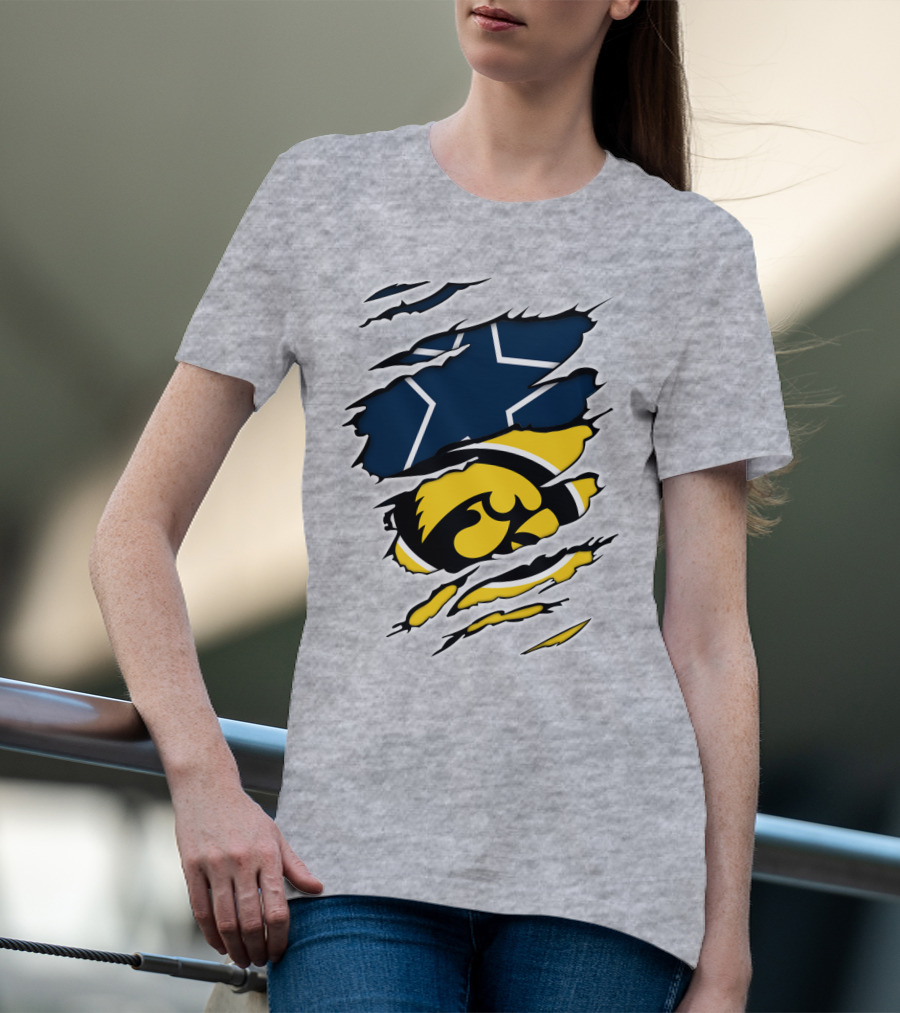 Cowboys Hawkeyes Cowboys Star And Tigerhawk Tear Combo T-Shirt