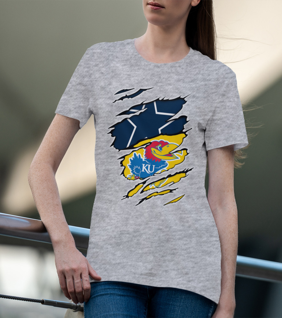 Dallas Cowboys Kansas Jayhawks Unique Blend T-Shirt