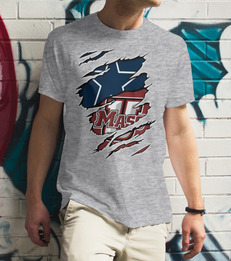 Massachusetts Cowboys Star Logo And UMASS Symbol Combo T-Shirt