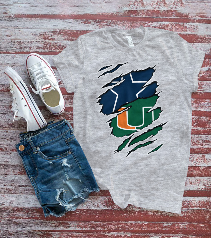 Dallas Cowboys Miami Hurricanes Logo Mashup T-Shirt