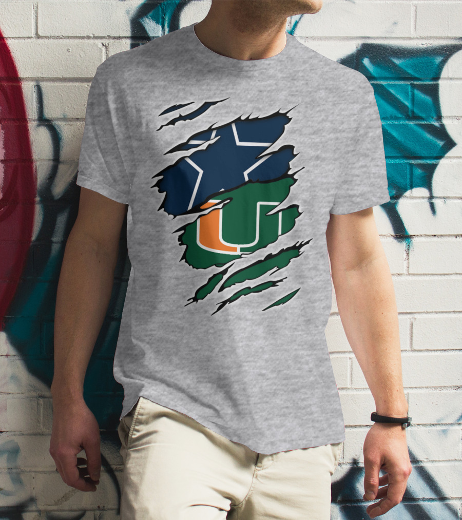 Dallas Cowboys Miami Hurricanes Logo Mashup T-Shirt