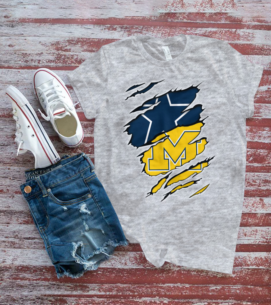 Cowboys Michigan Wolverines Star Logo Fusion T-Shirt