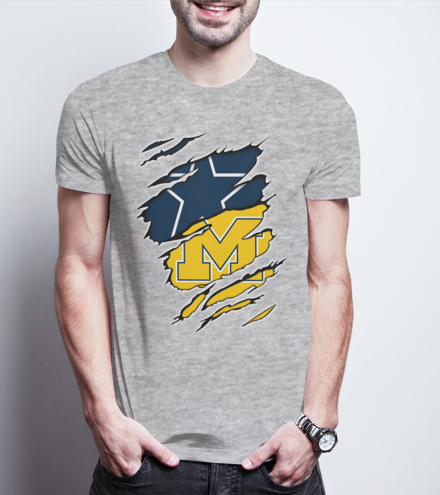 Cowboys Michigan Wolverines Star Logo Fusion T-Shirt
