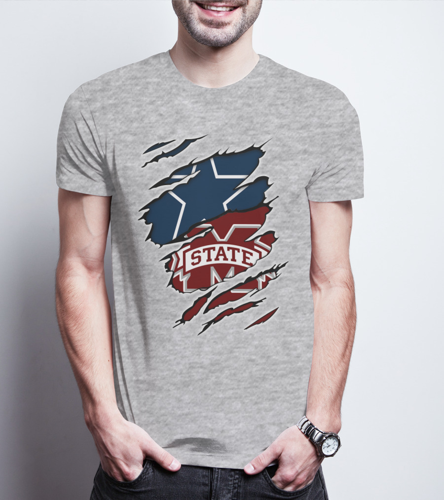 Dallas Stars And Mississippi State Cowboys Combo T-Shirt