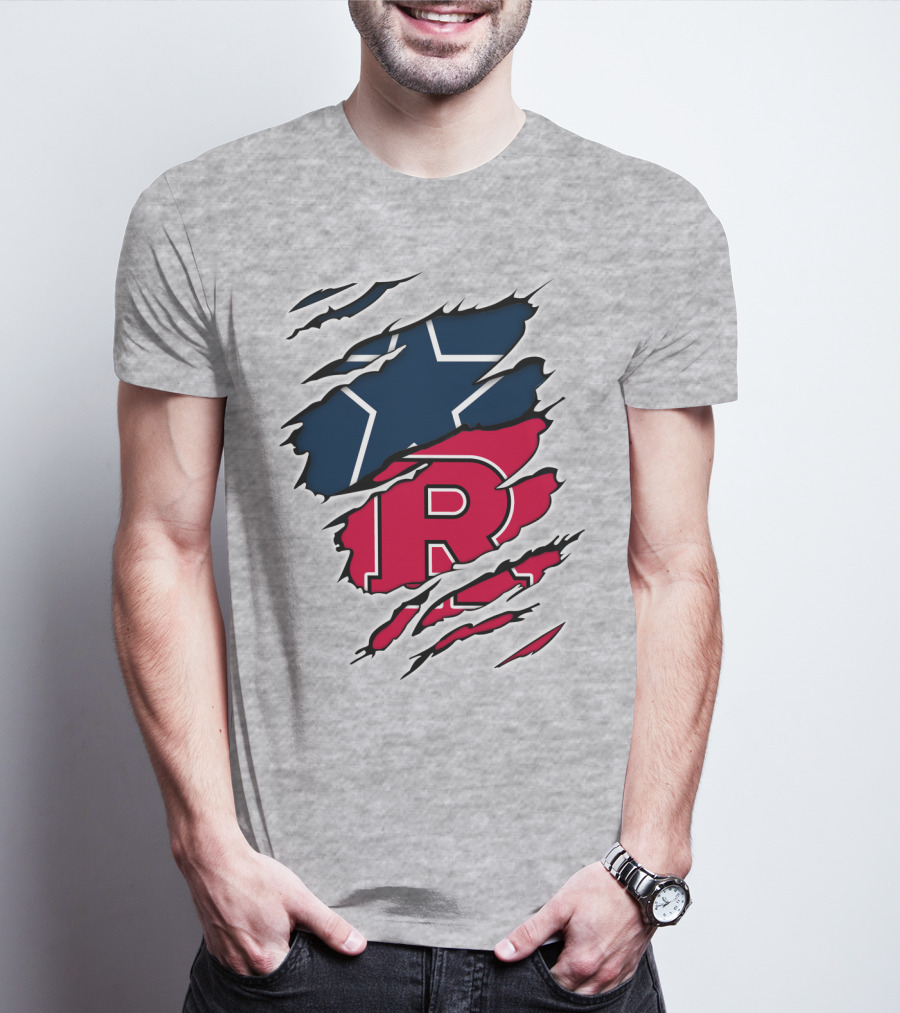 Cowboys Rutgers Ripped Star And R Logo Fusion T-Shirt