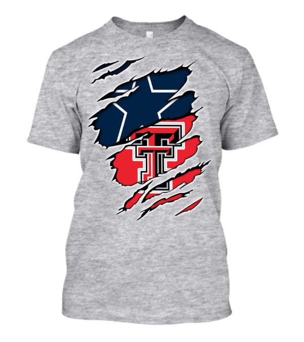 Texas Tech Cowboys Star And Double T Logo Rip T-Shirt