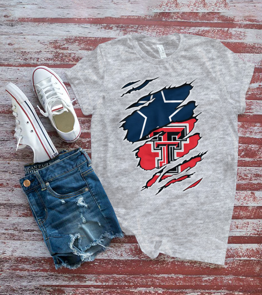 Texas Tech Cowboys Star And Double T Logo Rip T-Shirt